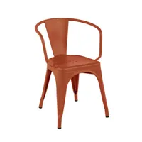 tolix - fauteuil empilable a en métal, acier laqué couleur marron 51 x 73.5 cm designer jean pauchard made in design