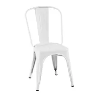 tolix - chaise empilable a en métal, acier inoxydable laqué couleur blanc 51.5 x 44 85 cm designer xavier pauchard made in design
