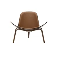 carl hansen & son - fauteuil lounge wegner marron 92 x 83 74 cm designer hans j.  cuir, contreplaqué de noyer huilé