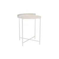 houe - table d'appoint edge en métal, acier thermolaqué couleur blanc 46.5 x 53 cm designer roee magdassi made in design