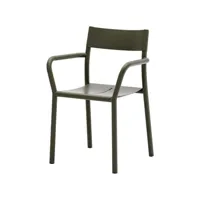 new works - fauteuil bridge empilable may en métal, acier couleur vert 50 x 56 91 cm designer hannes & fritz made in design