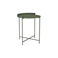 houe - table d'appoint edge en métal, acier thermolaqué couleur vert 46.5 x 53 cm designer roee magdassi made in design