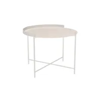 houe - table basse edge en métal, acier thermolaqué couleur blanc 62 x 46 cm designer roee magdassi made in design