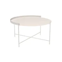 houe - table basse edge en métal, acier thermolaqué couleur blanc 76 x 40 cm designer roee magdassi made in design