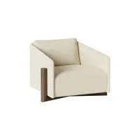 kann design - fauteuil rembourré timber en tissu, hêtre finition noyer couleur beige 93 x 104.5 75 cm designer charles kalpakian made in design