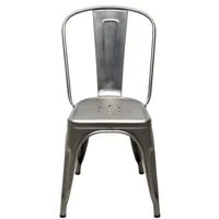tolix - chaise empilable a en métal, acier brut verni satiné mat couleur métal 47 x 51 85 cm designer xavier pauchard made in design