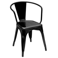 tolix - fauteuil empilable a en métal, acier recyclé laqué couleur noir 52 x 72 cm designer jean pauchard made in design