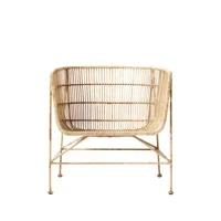 house doctor - fauteuil cuun en fibre végétale, rotin couleur bois naturel 65.5 x 89.63 70 cm made in design