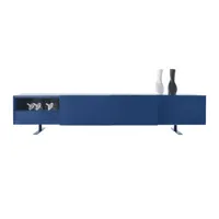cappellini - buffet luxor bleu 270 x 106.09 66 cm designer giulio bois, stratifié revêtu d'aluminium