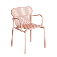 petite friture - fauteuil bridge empilable week-end en métal, aluminium thermolaqué époxy couleur rose 57 x 72.3 77 cm designer studio brichetziegler made in design