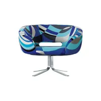 cappellini - fauteuil rembourré rive droite en tissu, mousse polyuréthane couleur bleu 96.33 x 71 cm designer patrick norguet made in design