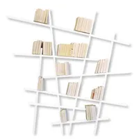 compagnie - bibliothèque mikado en bois, hêtre laqué couleur blanc 20 x 215 220 cm designer jean-françois bellemère made in design