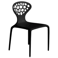 moroso - chaise empilable supernatural en plastique, fibre de verre couleur noir 56 x 53 81 cm designer ross lovegrove made in design