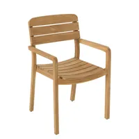 vlaemynck - fauteuil empilable lodge en bois, teck non huilé couleur bois naturel 59 x 96.55 86.7 cm made in design