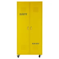 armoire à roulettes 2 portes en métal jaune