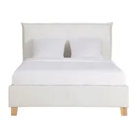 lit coffre blanc en bois de peuplier avec sommier à lattes en bois de pin 160x200