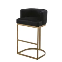 fauteuil de bar en velours noir et métal coloris laiton h75