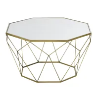table basse en marbre blanc et métal coloris laiton doré