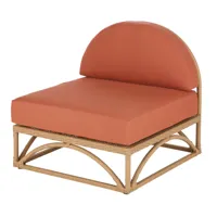 fauteuil de jardin en résine recyclé imitation rotin et polyester recyclé terracotta
