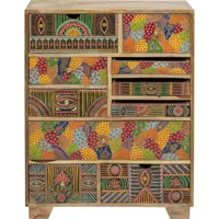 commode 10 tiroirs en manguier massif motifs multicolores