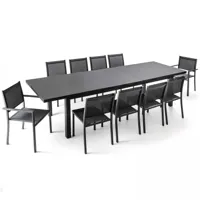 ensemble table de jardin extensible 256-320 cm et 10 assises