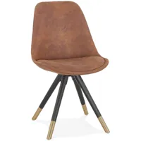 chaise tissu marron h. assise 47 cm rembourré