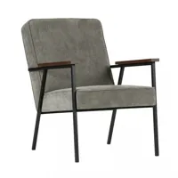 fauteuil en velours côtelé et métal gris clair