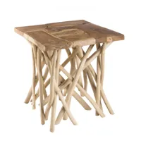 table d'appoint nature plateau en teck pieds bois flotté l55