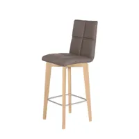 chaise de bar piètement en chêne scandinave tissu marron