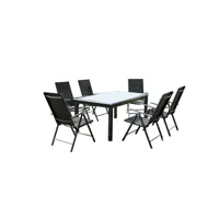 table de jardin et 6 chaises en aluminium gris