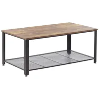 table basse bois foncé et noire plateau effet bois foncé vieilli