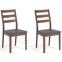 lot de 2 chaises de salle à manger en bois d'hévéa gris