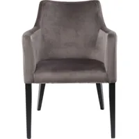 chaise avec accoudoirs en velours gris et hêtre laqué noir