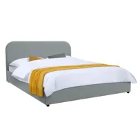 lit double 140x190 cm avec coffre en tissu gris