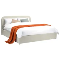 lit double avec coffre 140x190 cm en tissu gris/beige