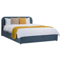 lit double avec coffre 140x190 cm en tissu bleu