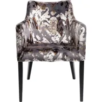 chaise avec accoudoirs en velours marron et hêtre noir