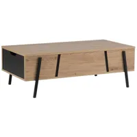 table basse en bois clair et noir