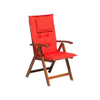 chaise de jardin avec coussin rouge clair