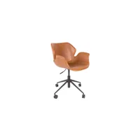 chaise de bureau à roulettes en cuir marron