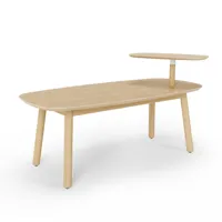 table basse avec tablette surélevée col bois naturel l120cm