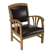 fauteuil en teck et cuir marron