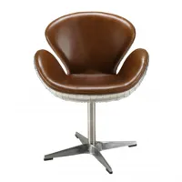fauteuil vintage en cuir marron pieds en aluminium