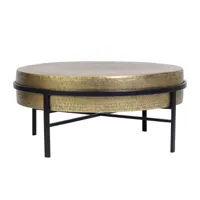 table basse avec plateau en bronze et pieds en métal noir