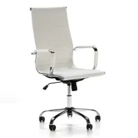 fauteuil de bureau inclinable blanc, cuir synthétique