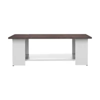 table basse effet bois blanc et béton