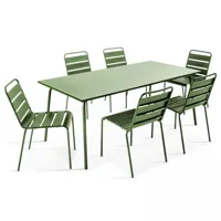 table de jardin et 6 chaises en métal vert