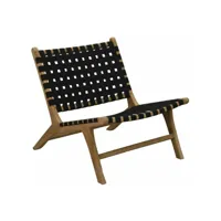 fauteuil design en teck et nylon tressé noir