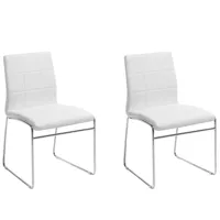 deux chaises de salle à manger en cuir pu blanc