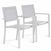lot de 2 fauteuils de jardin aluminium et textilène blanc